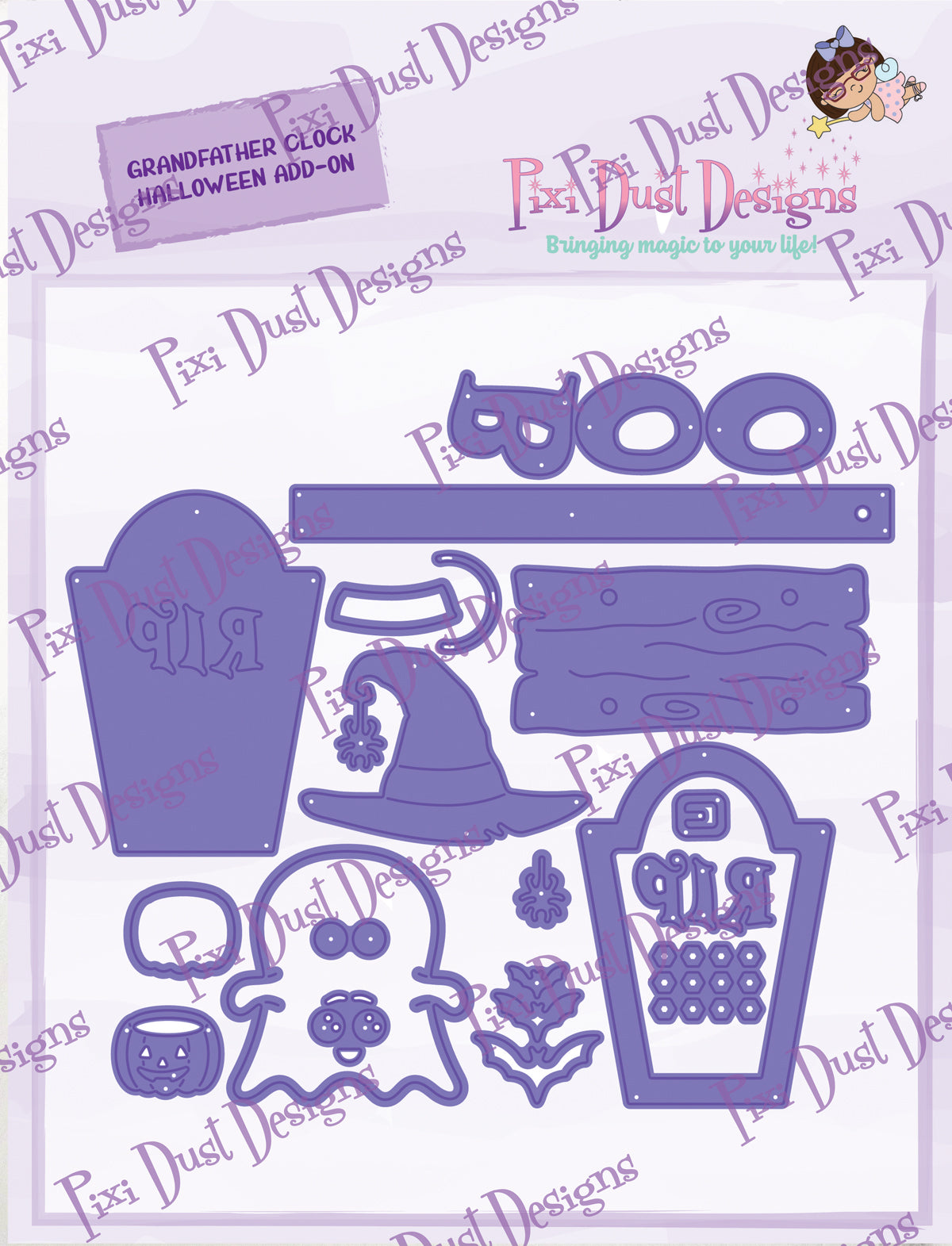 Grandfather Clock Halloween Add-on Die