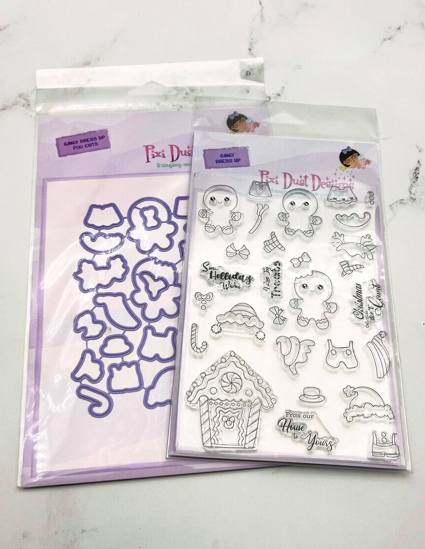 Gingerbread paper Gingy Dress up Stamps and Pixi Cuts and 6x6 paper pad Bundle