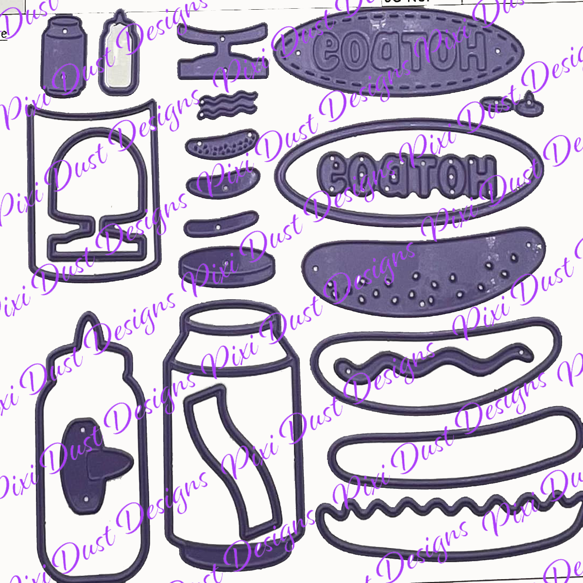 Food cart, Hamburger, Hot Dog Die Set Bundle