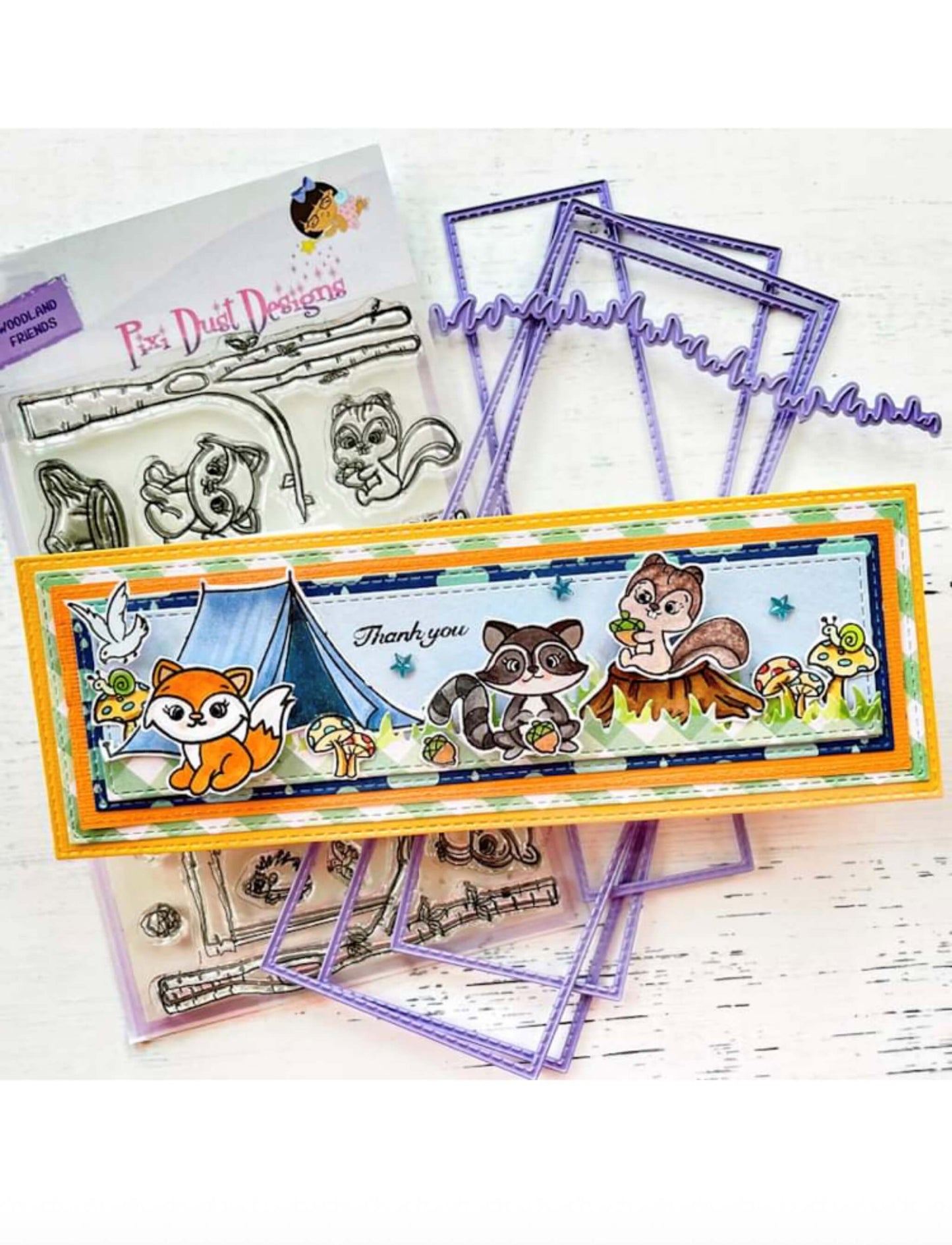 Rainbow die set, Stitched Rectangle die set and Grass Slimline die set bundle