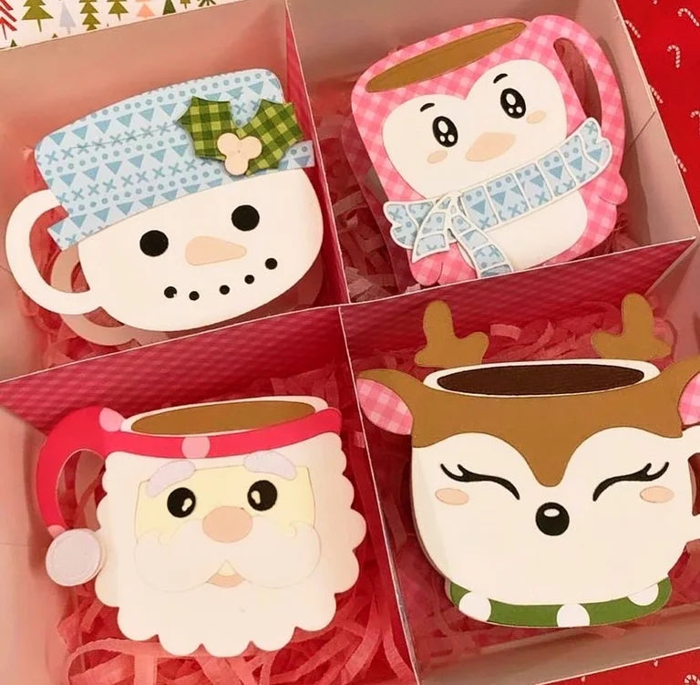 Santa, Snowman, Penguin, and Reindeer Mug Die Bundle