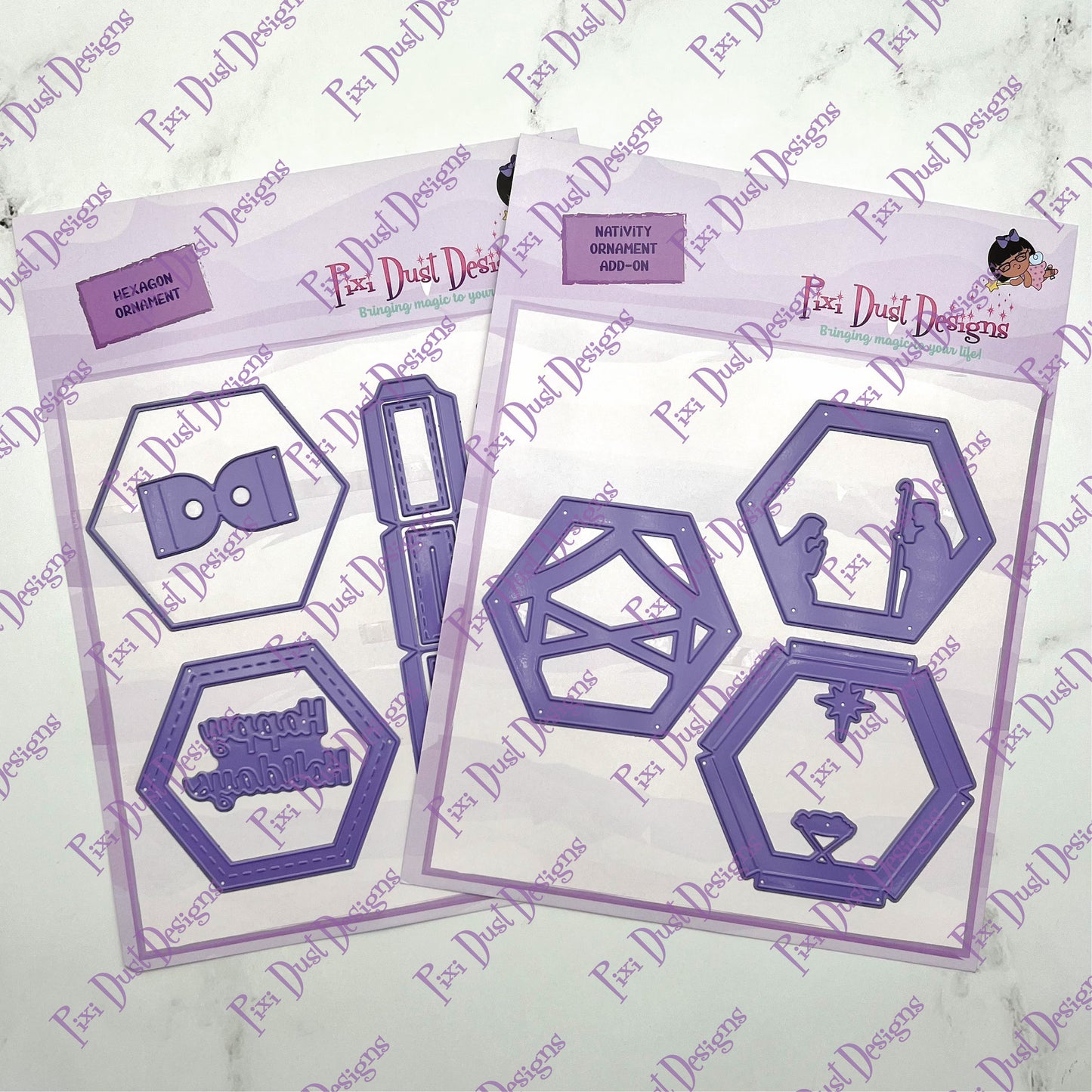 Hexagon and Nativity Ornament Add-On Die Bundle
