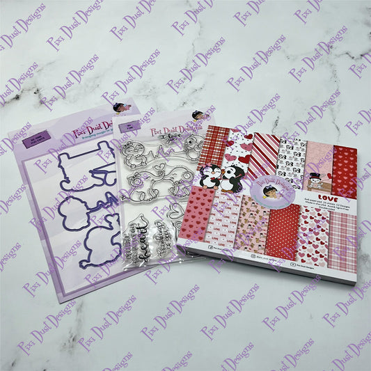 Be Mine Stamps and Pixi Cuts and Love 6x6 paper pad  Bundle