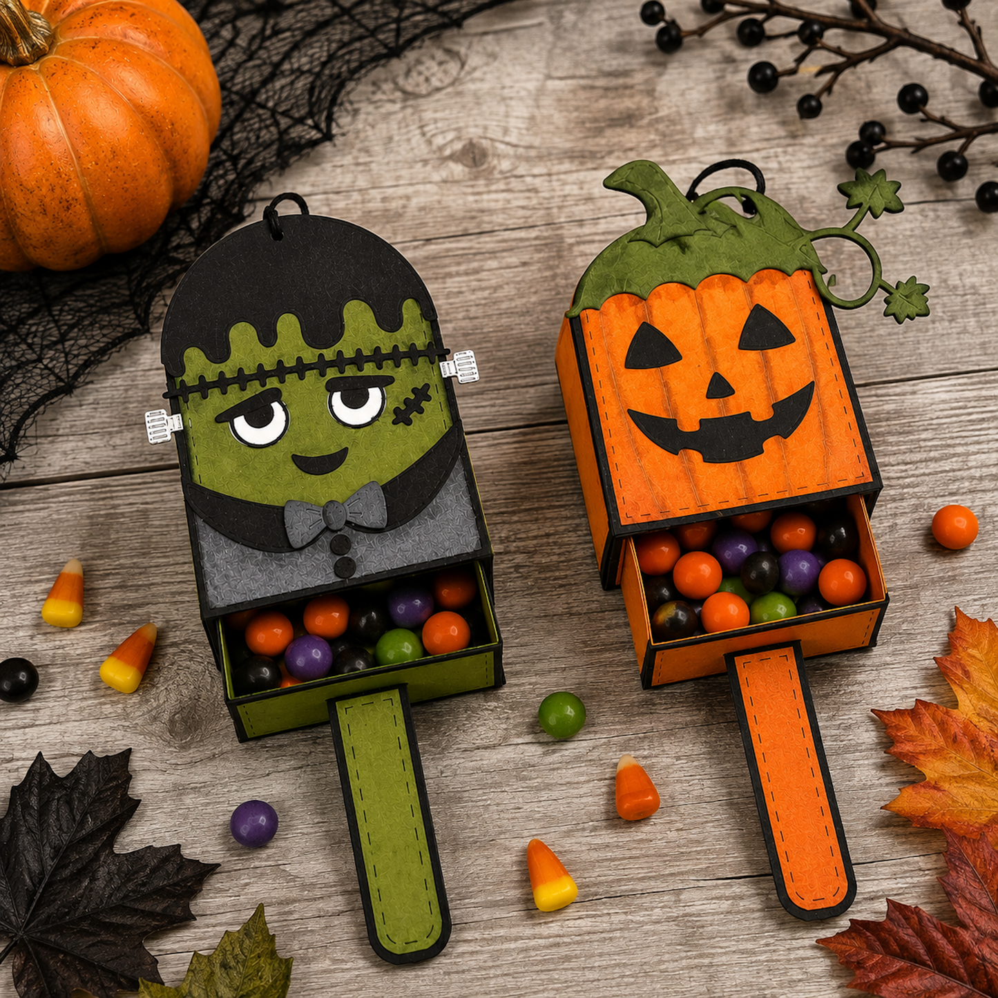 Frank and Pumpkin popsicle Add-on Dies