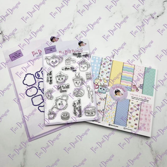 It's Par-Tea Time Stamps and Pixi Cuts and Your A Cute Tea 6x6 paper pad  Bundle