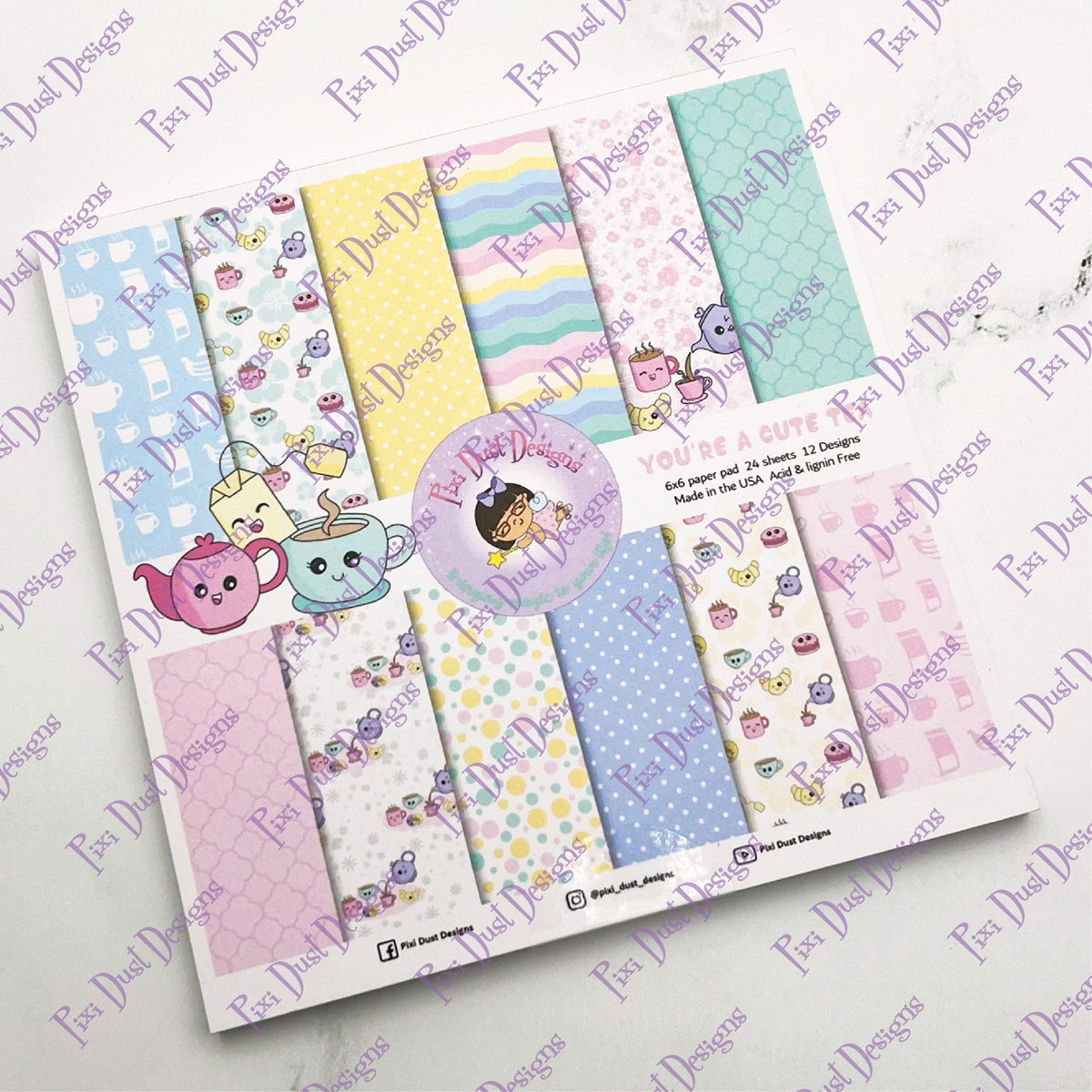 It's Par-Tea Time Stamps and Pixi Cuts and Your A Cute Tea 6x6 paper pad  Bundle
