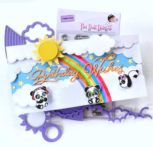 Rainbow die set, Stitched Rectangle die set and Grass Slimline die set bundle