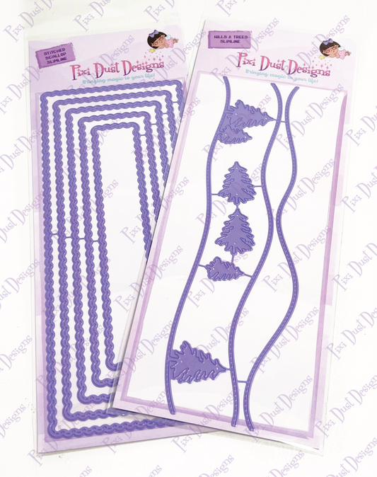 Hills and Scalloped Slimline Die Cut bundle